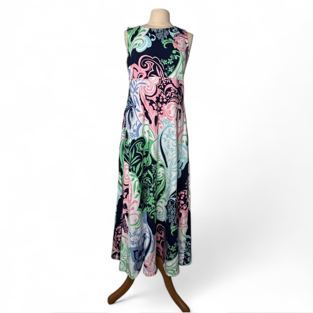 Talbots Petite Sleeveless Funky Paisley Print Maxi Dress